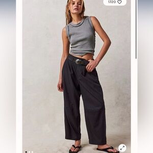 NWOT FREE PEOPLE Turning Point Trousers In Midnight Combo Size 6